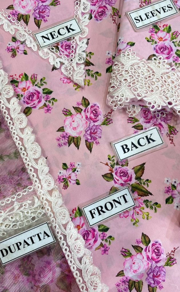 BAROQUE ⏐ SWISS LAWN ⏐ EMBROIDED & DIGITAL PRINTED ⏐UNSTITCHED ⏐ 3 PC ⏐ PINK