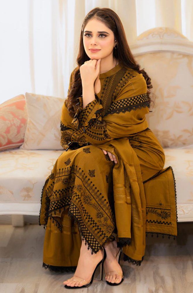 Urge - Winter 3PC Dhanak Embroidered Suit -