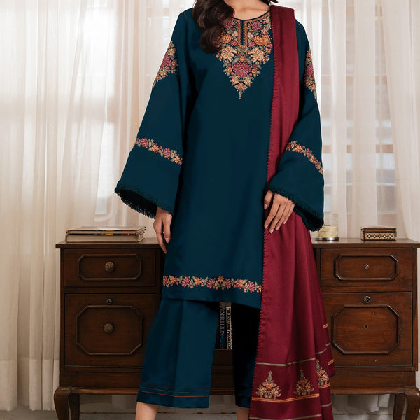 EMBROIDERED DHANAK UNSTICED 3 PIECE
