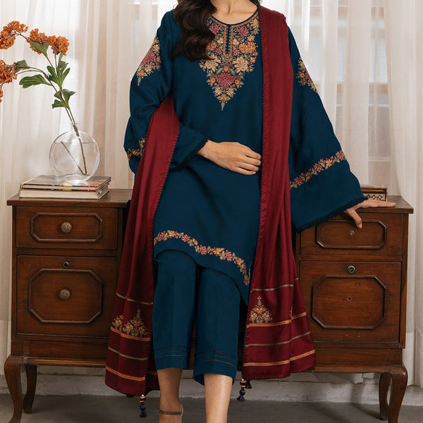 EMBROIDERED DHANAK UNSTICED 3 PIECE