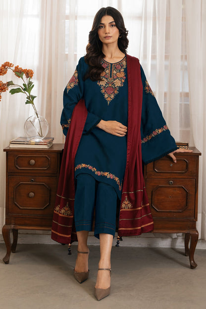 EMBROIDERED DHANAK UNSTICED 3 PIECE