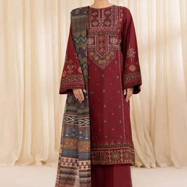 Sapphire - Winter 3PC Dhanak Embroidered Suit -