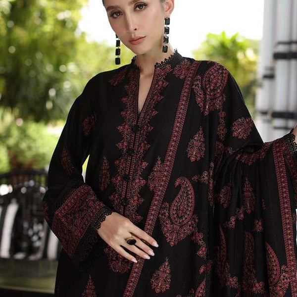 Dhanak-3PC Embroidered Shirt with Dhanak Embroidered Shawl-