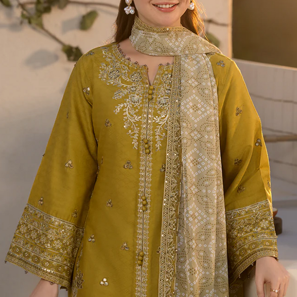 Laam - Winter 3PC Dhanak Embroidered Suit-