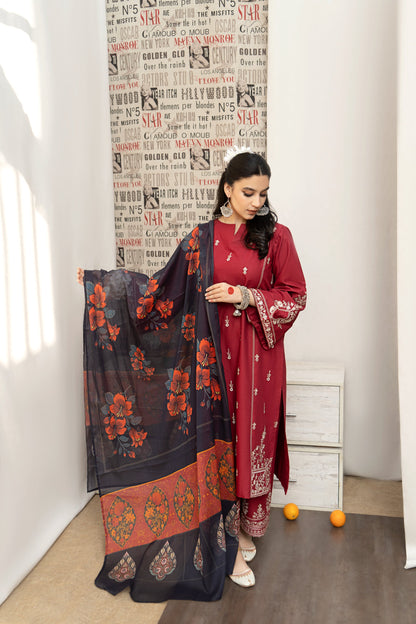 SABEEHA – Luxury Embroidered 3-Piece in DHANAK