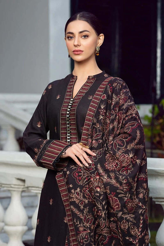 Dhanak-3PC Embroidered Shirt with Dhanak Embroidered Shawl-