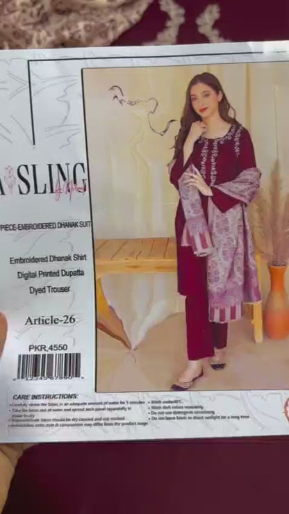 ASLINE– Luxury Embroidered 3-Piece in DHANAK