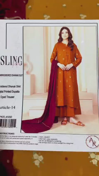 ASLINE– Luxury Embroidered 3-Piece in DHANAK