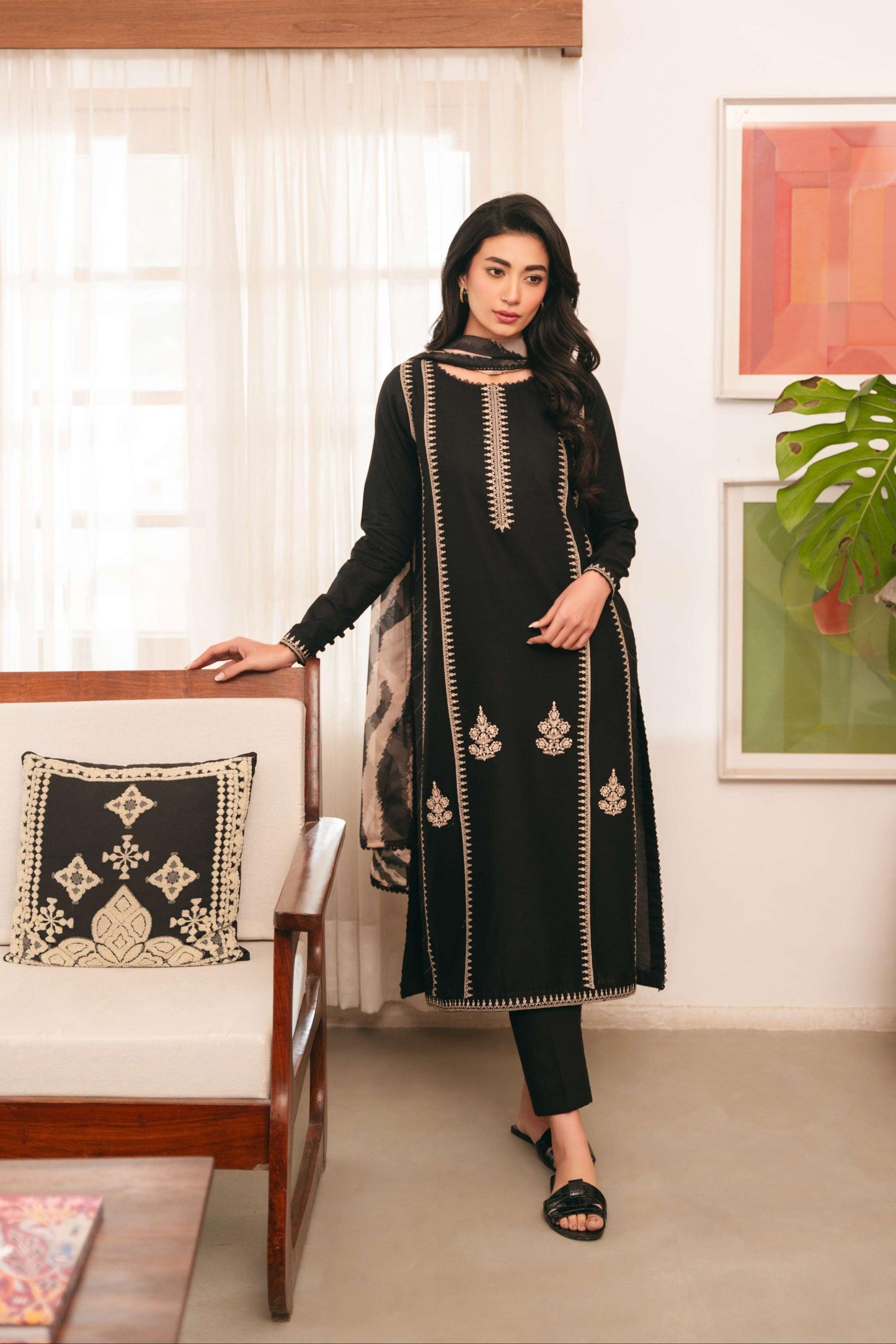 CROSS STITCH– Luxury Embroidered 3-Piece in DHANAK UNSTICED
