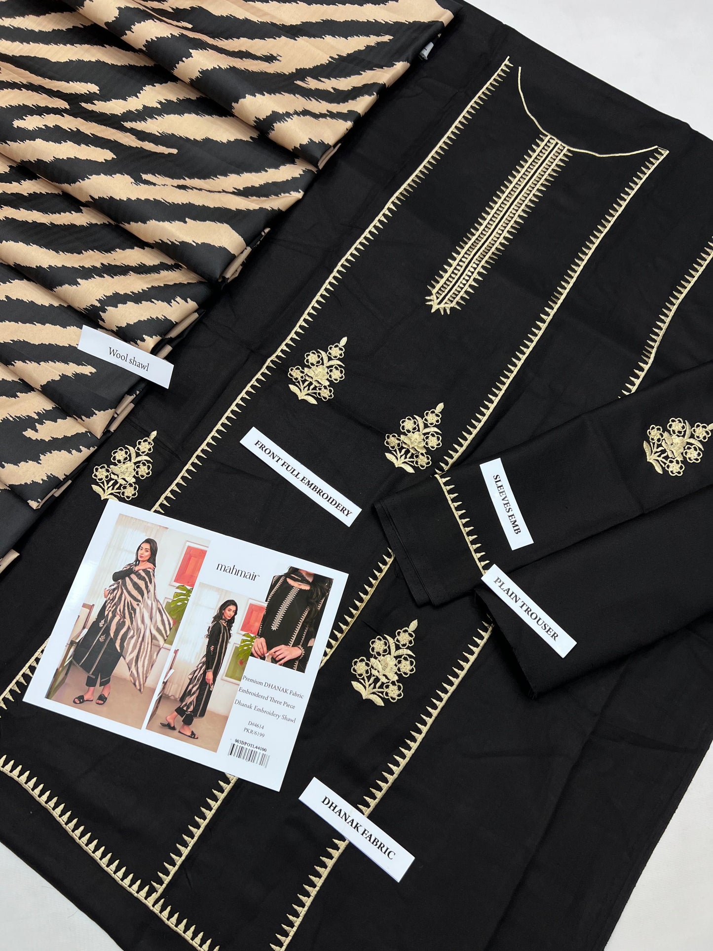 CROSS STITCH– Luxury Embroidered 3-Piece in DHANAK UNSTICED