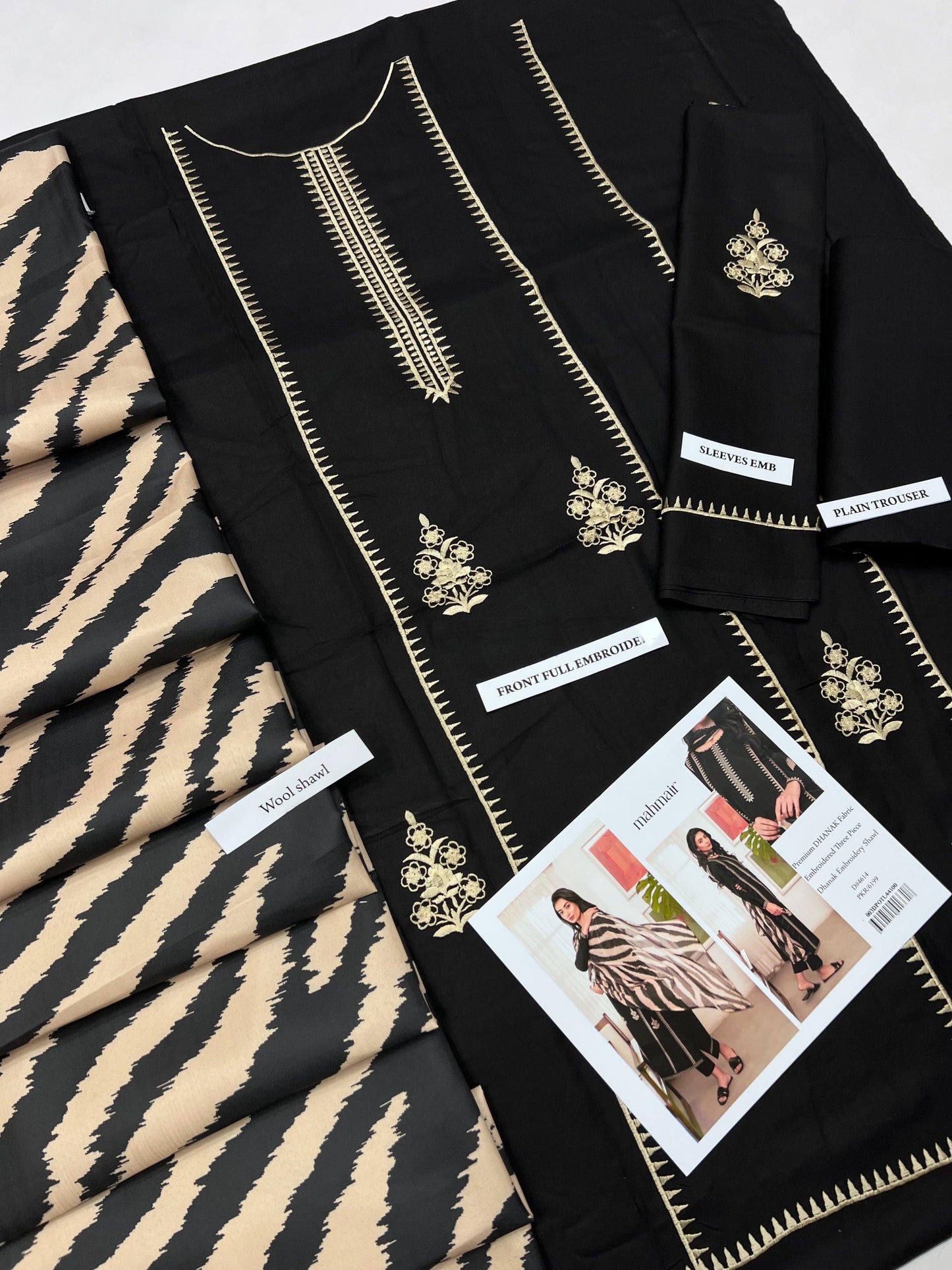 CROSS STITCH– Luxury Embroidered 3-Piece in DHANAK UNSTICED