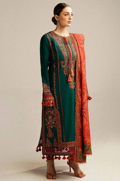HUSSAIN REHAR EMBROIDERED DHANAK UNSTICED 3 PIECE. AS-41