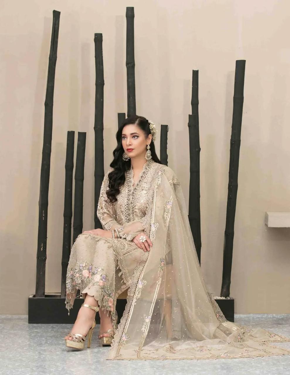 MARIA B EBROIDED  Unstithced Ladies Fancy Dress