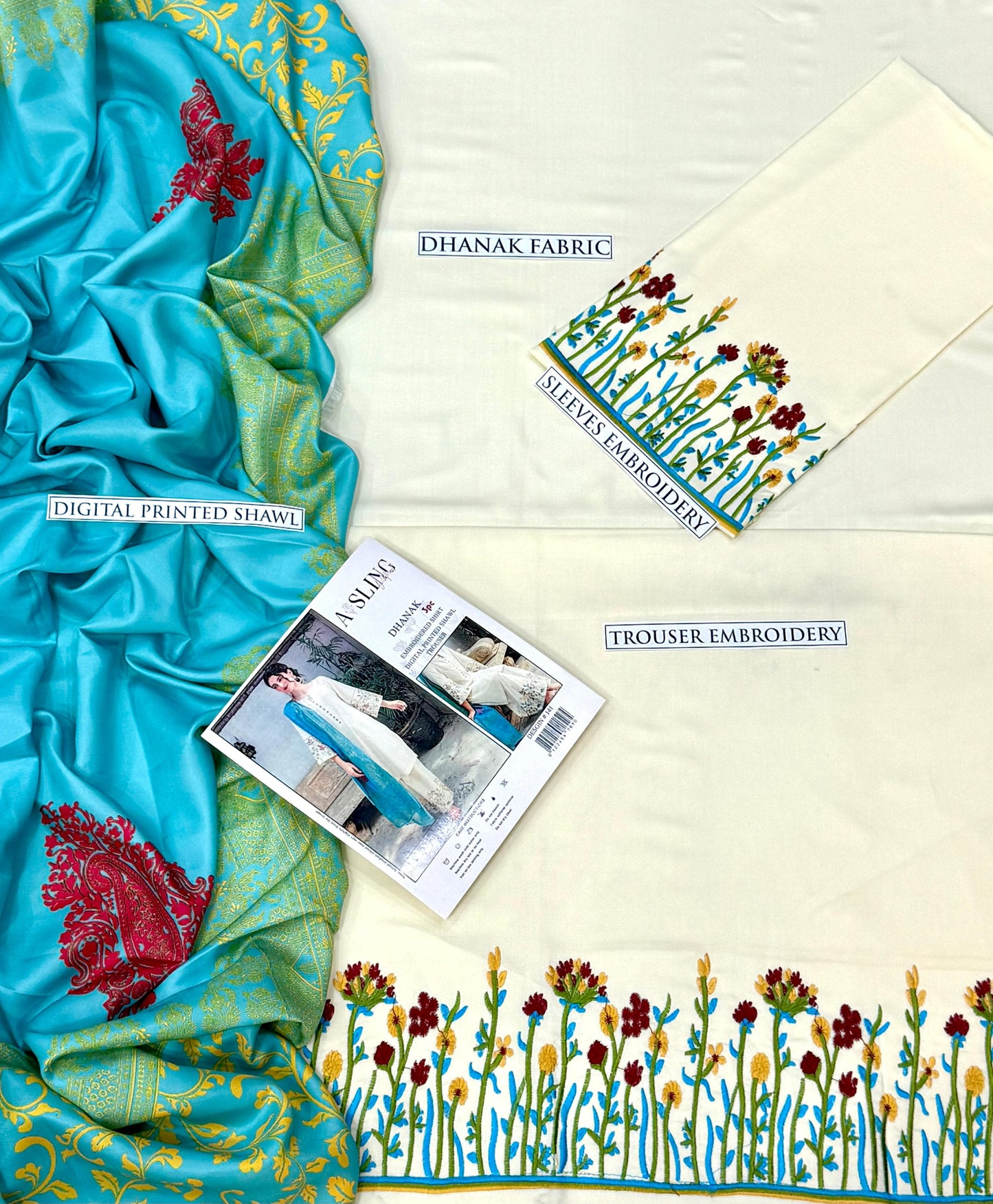 ASLINE– Luxury Embroidered 3-Piece in DHANAK
