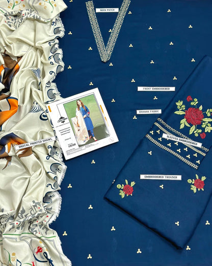 URGE -  – Luxury Embroidered 3-Piece in DHANAK UNSTICED