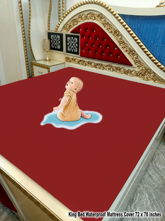 Terry Waterproof Mattress Cover - Maroon