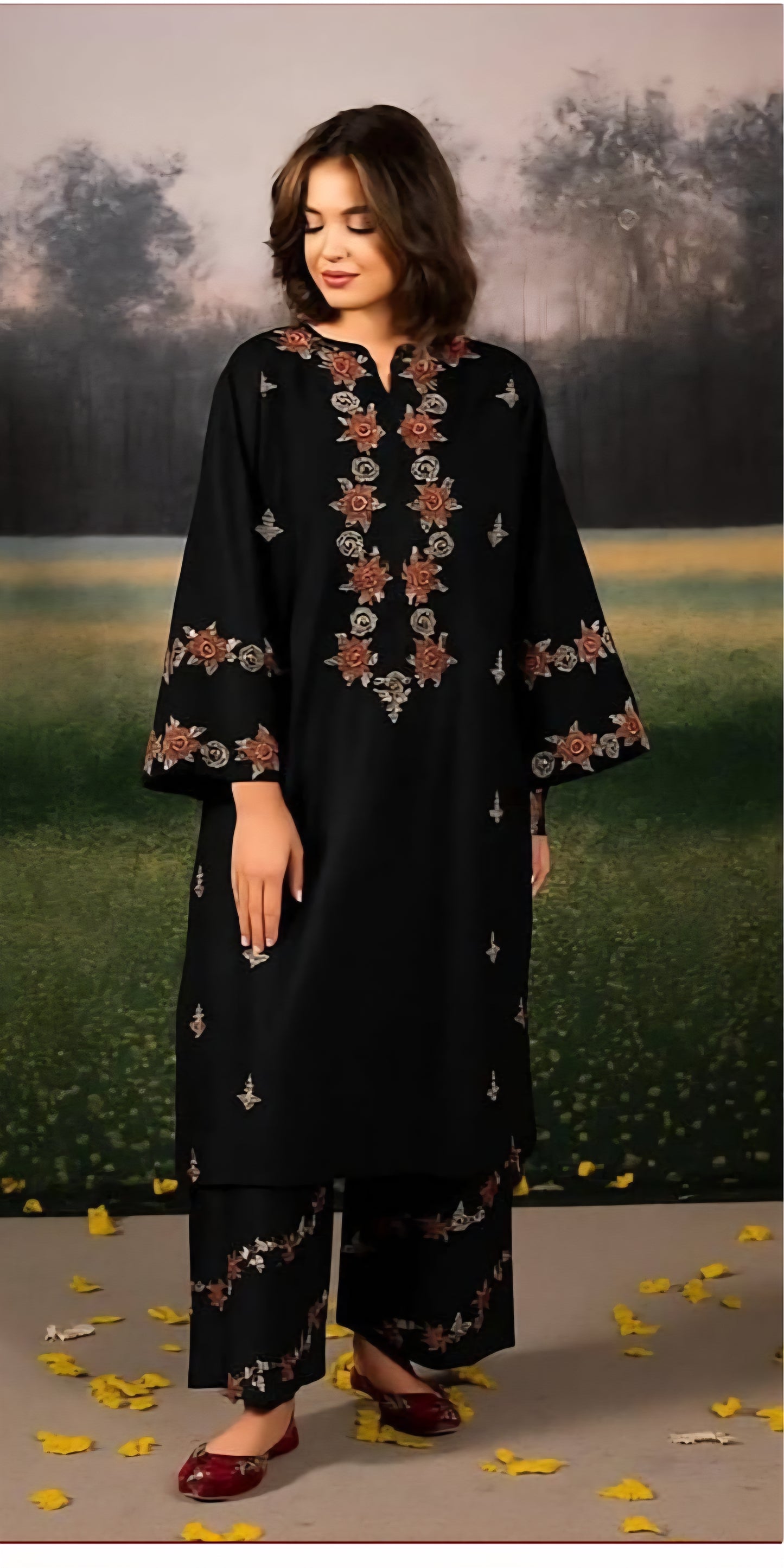 LEENA 2 PIECE UNSTICED IN DHANAK FT-02