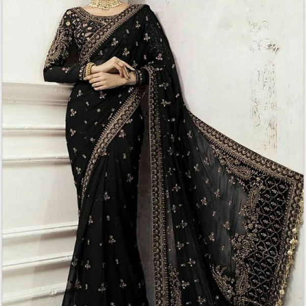 ( Maria B Saree Exclusive  Master Blaster Sarhee 916 BLACK