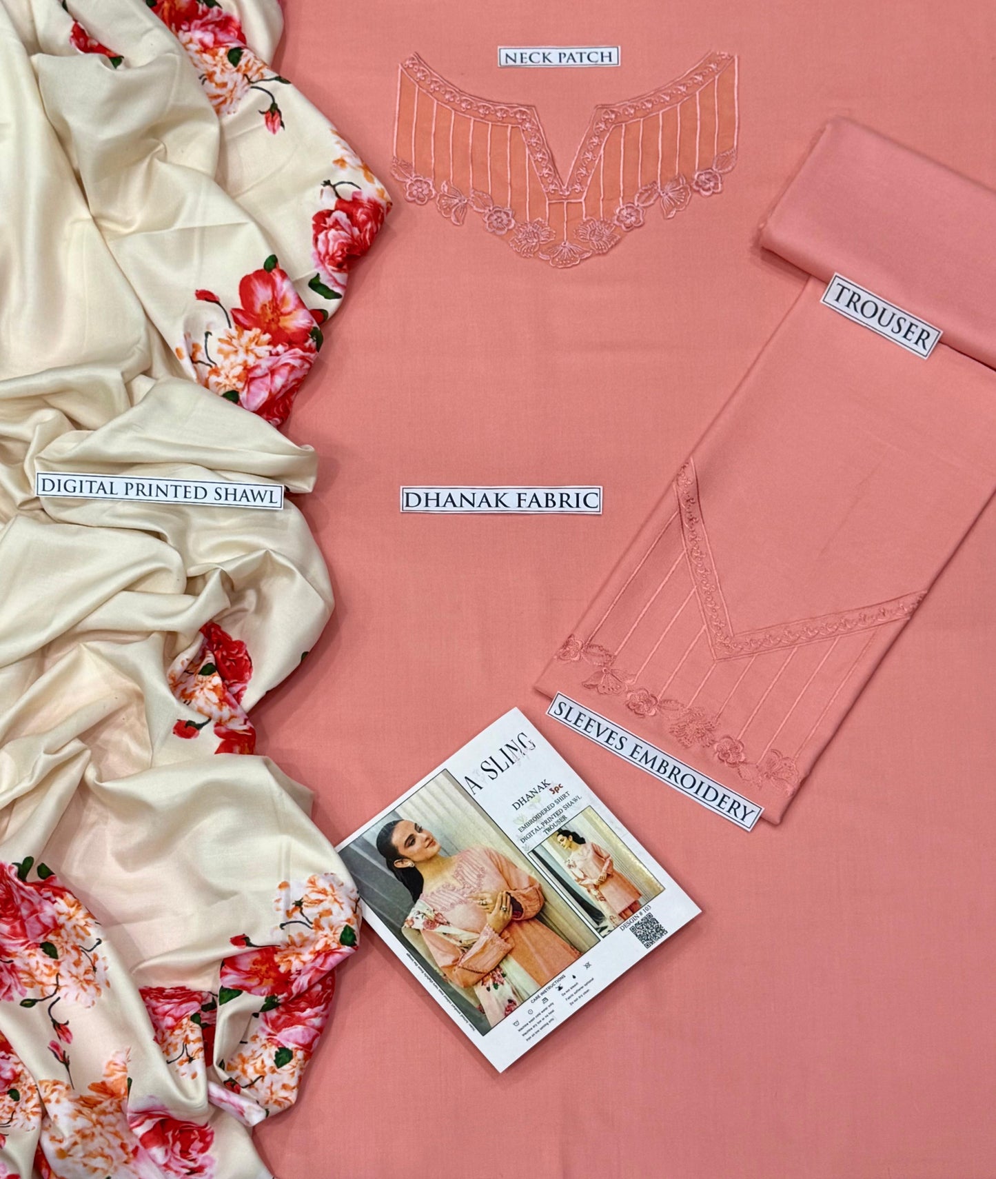 ASLINE– Luxury Embroidered 3-Piece in DHANAK