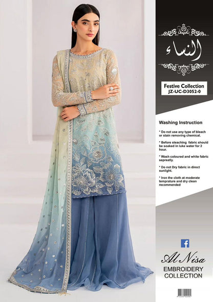 *JAZMIN*. JZ-3052. EBROIDED  Unstithced Ladies Fancy Dress