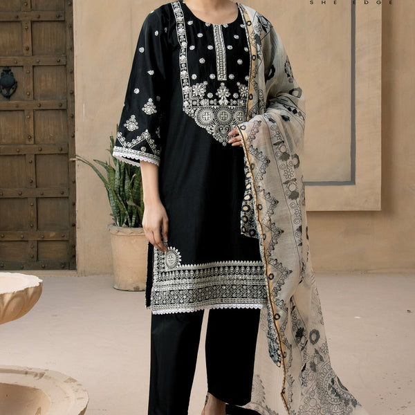 NEW– Luxury SEQ Embroidered 3-Piece in DHANAK UNSTICED