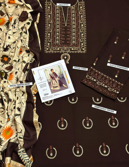 URGE -  – Luxury Embroidered 3-Piece in DHANAK UNSTICED