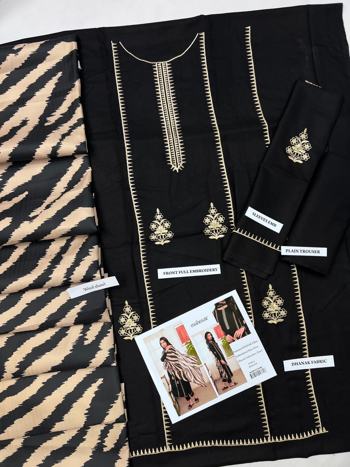 CROSS STITCH– Luxury Embroidered 3-Piece in DHANAK UNSTICED